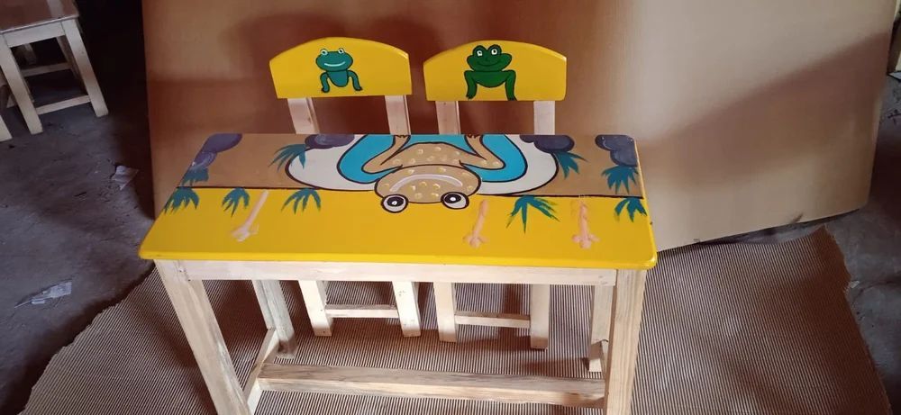 Rectangular Play School Wooden Furniture Set