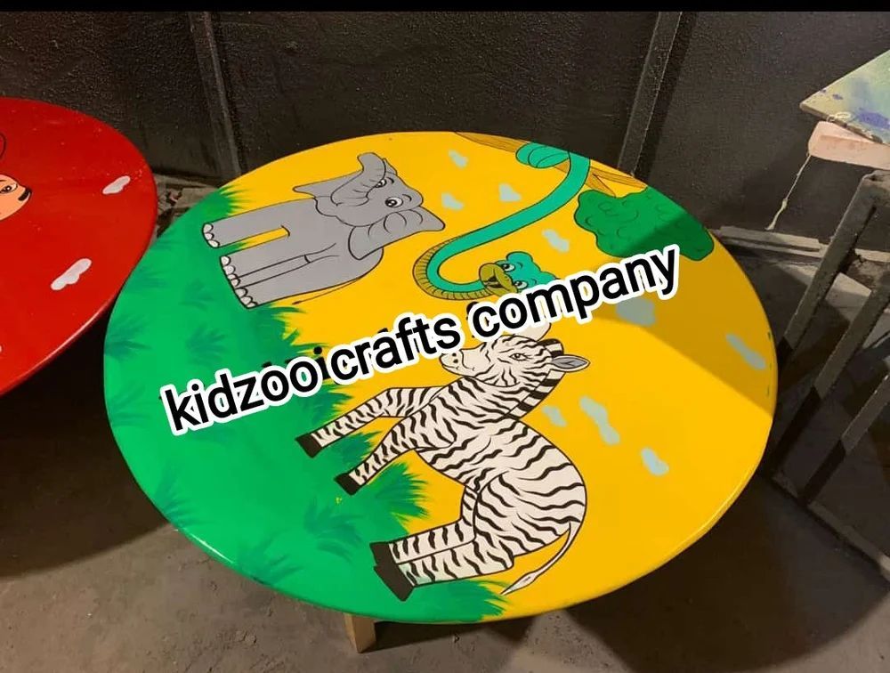 Round Rubber Wooden Table Chair Set