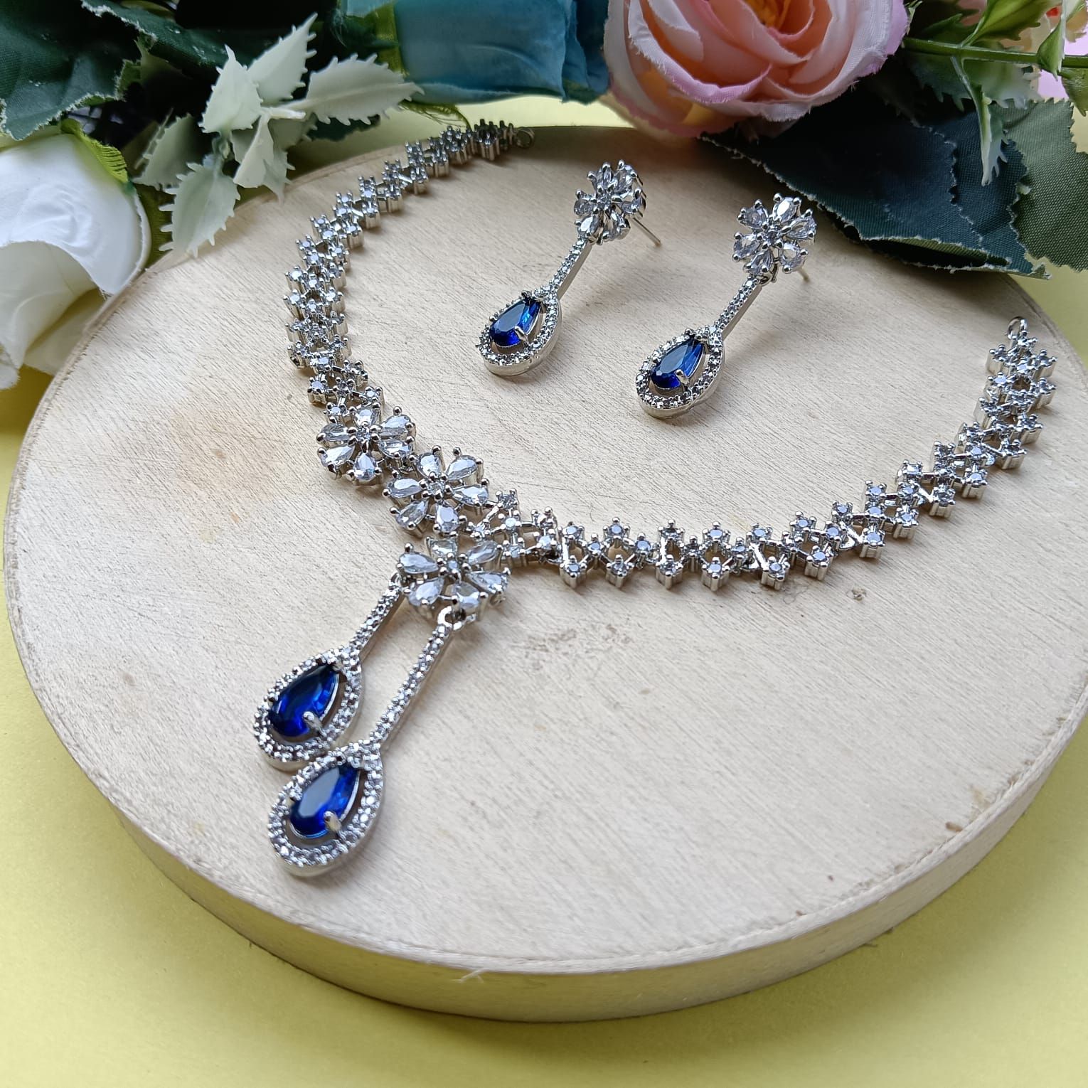 Premium Blue Cz Jewelry Set