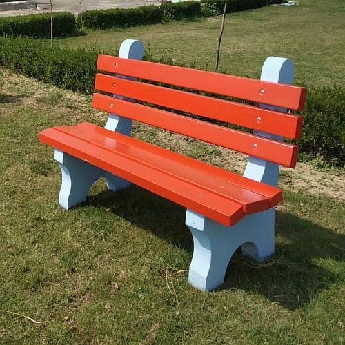 Red RCC Cement Garden Bench