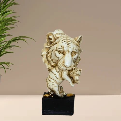 Resin Antique White Tiger Head Showpiece, Packaging Type : Box