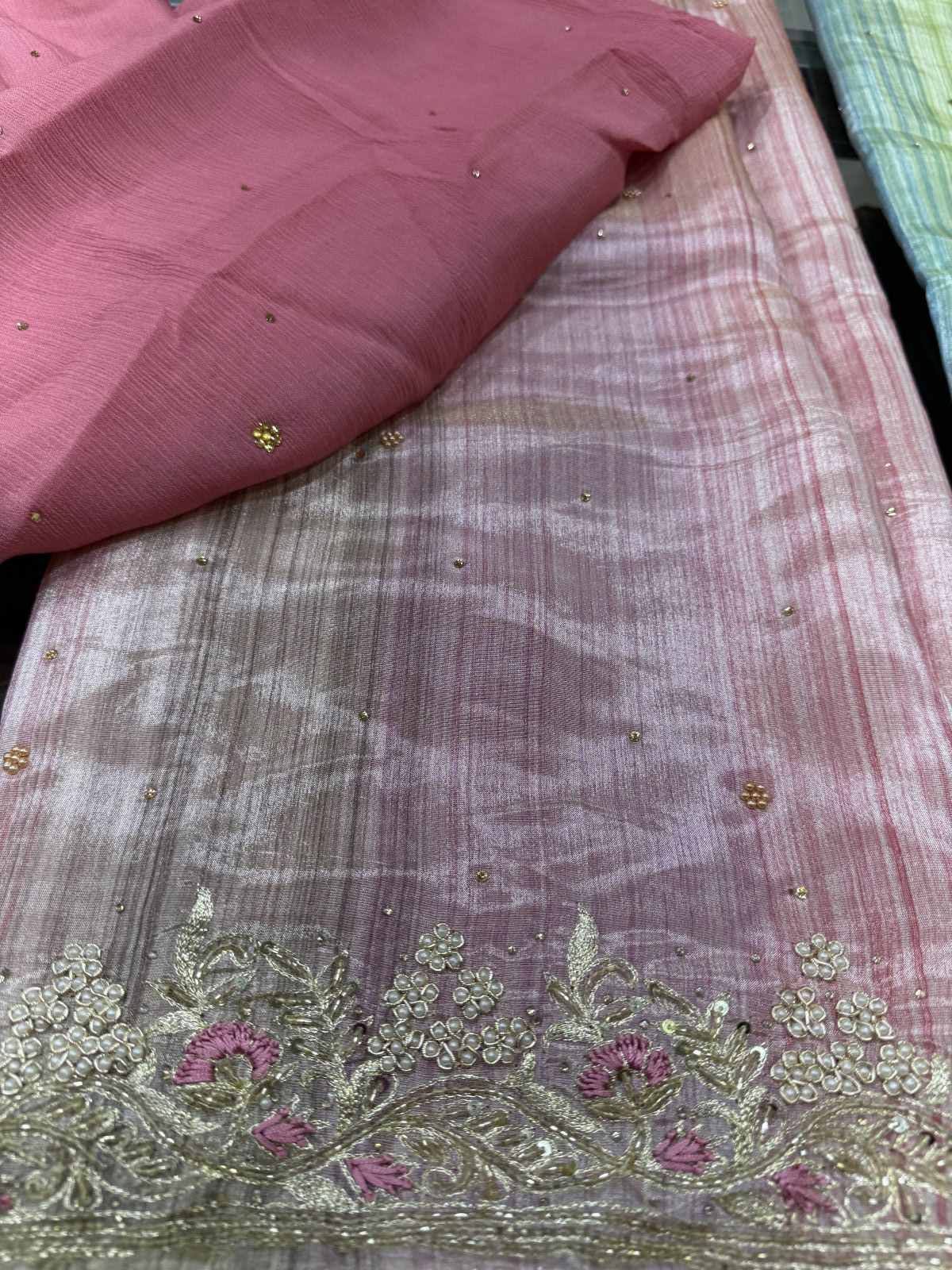 Panel Handwork Shimmer Silk Suit