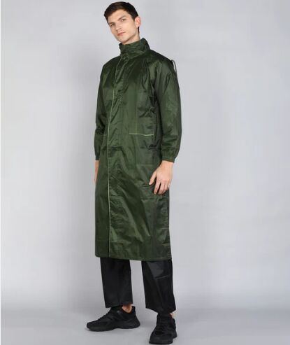 Duracoat | Mens Waterproof Long Rain Coat - Olive