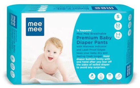 Breathable Premium Baby Diaper Pants, Color : White