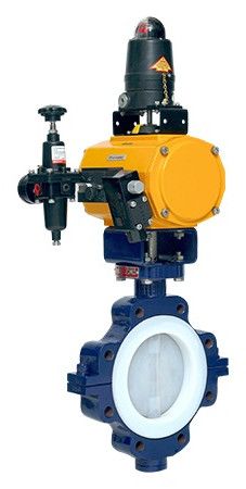 Pneumatically Actuated Lined Butterfly Valve 2 Inches To 24 Inches
