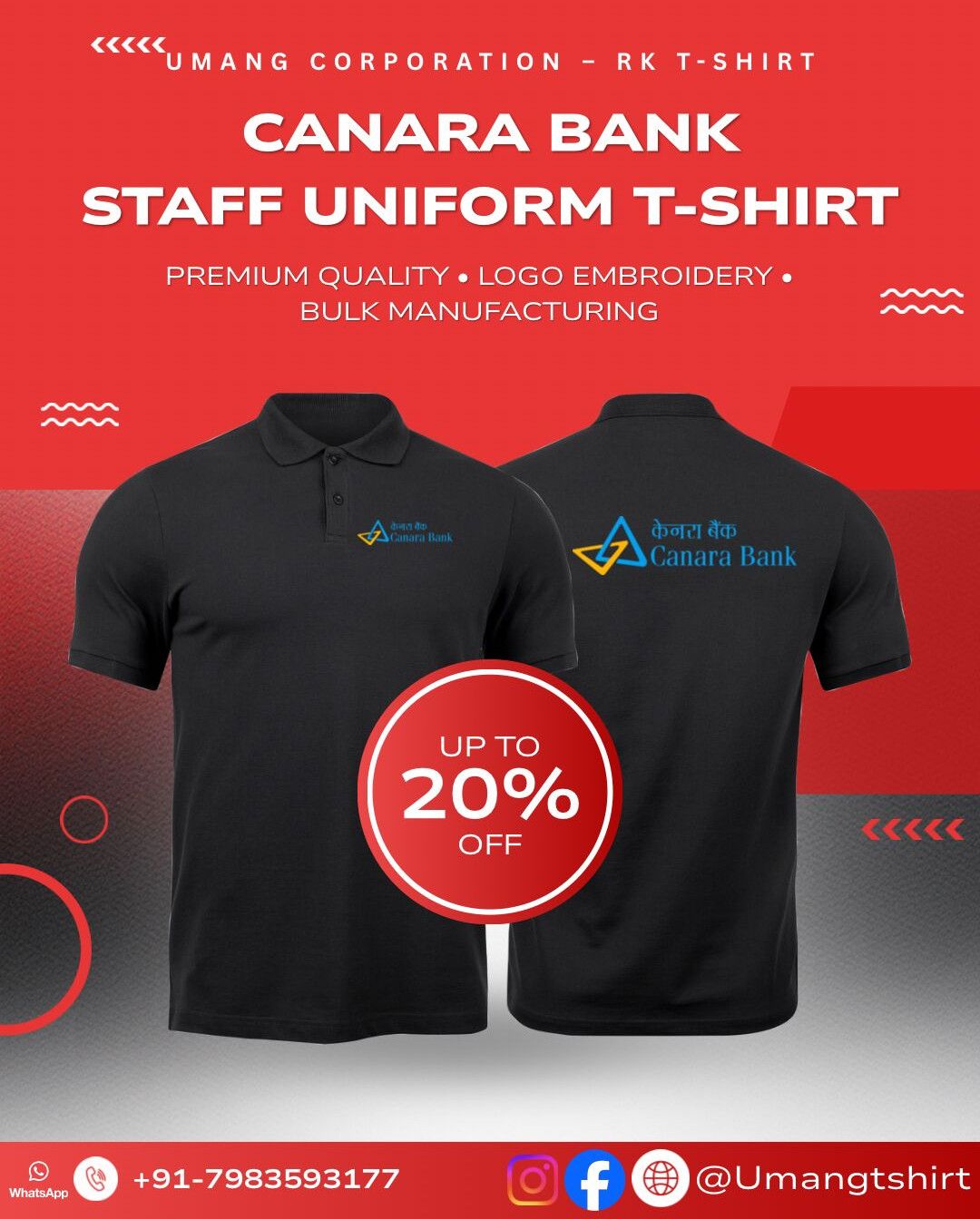 Canara Bank Staff Uniform T-Shirts