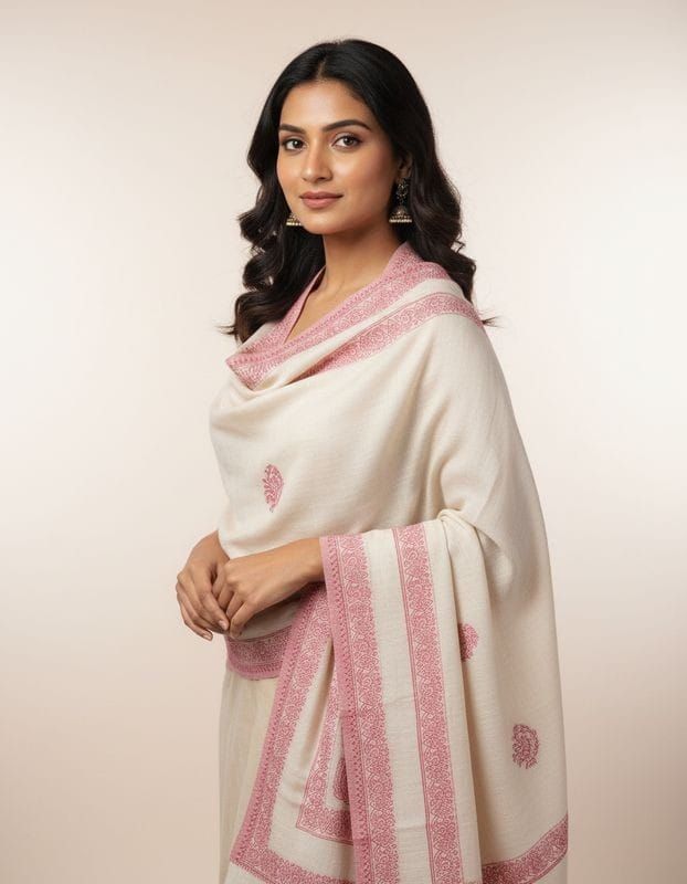 Ladies Twin Border Fine Wool Kunj Stole