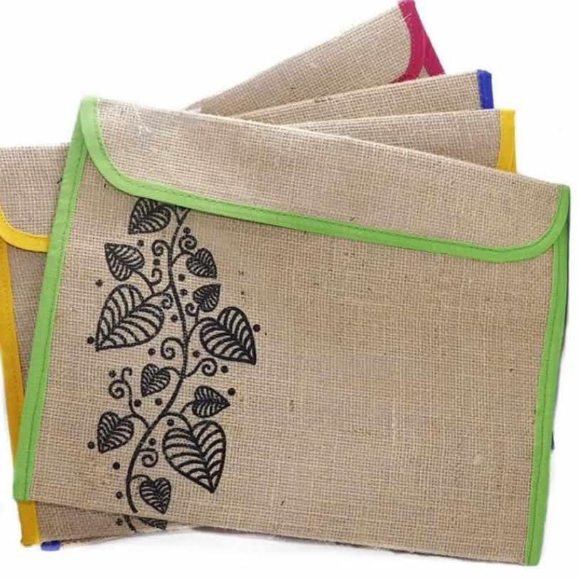 Printed Brown Jute Document File Folder