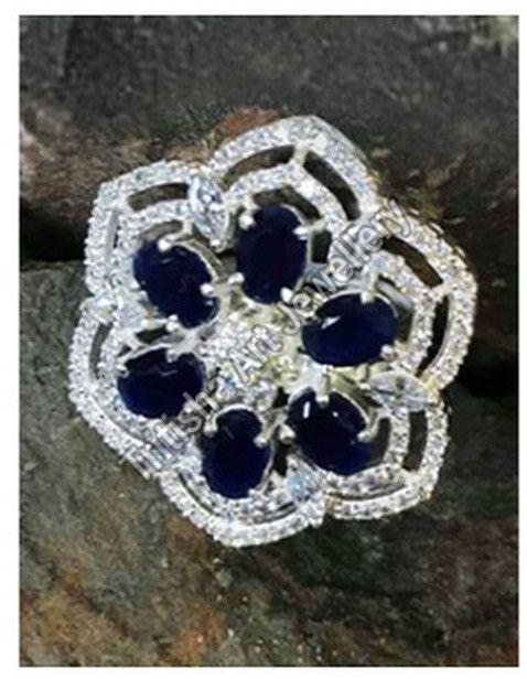 Blue Stone American Diamond Ring