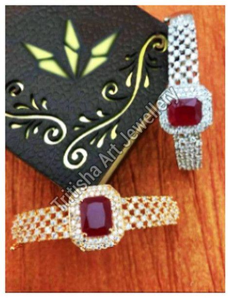 Silver Golden American Diamond Bracelet