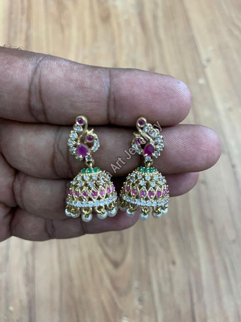 Premium Stone Hanging Jhumka Earrings