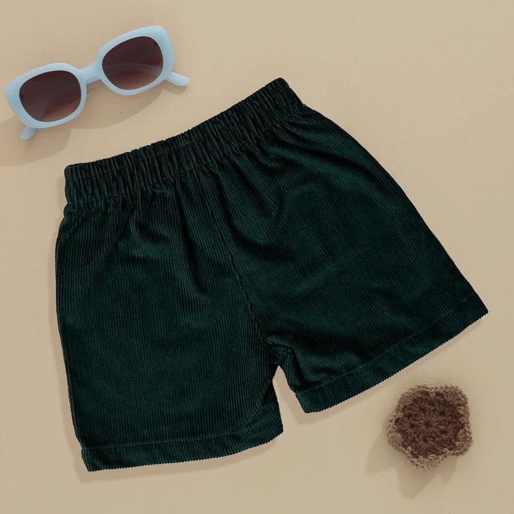 Boys Dark Green Minimalist Cotton Shorts