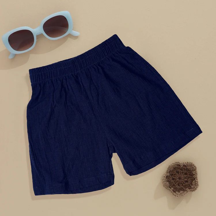 Boys Navy Blue Minimalist Cotton Shorts