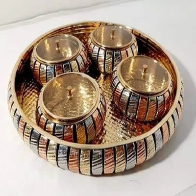 Brass Bowl Tray Set