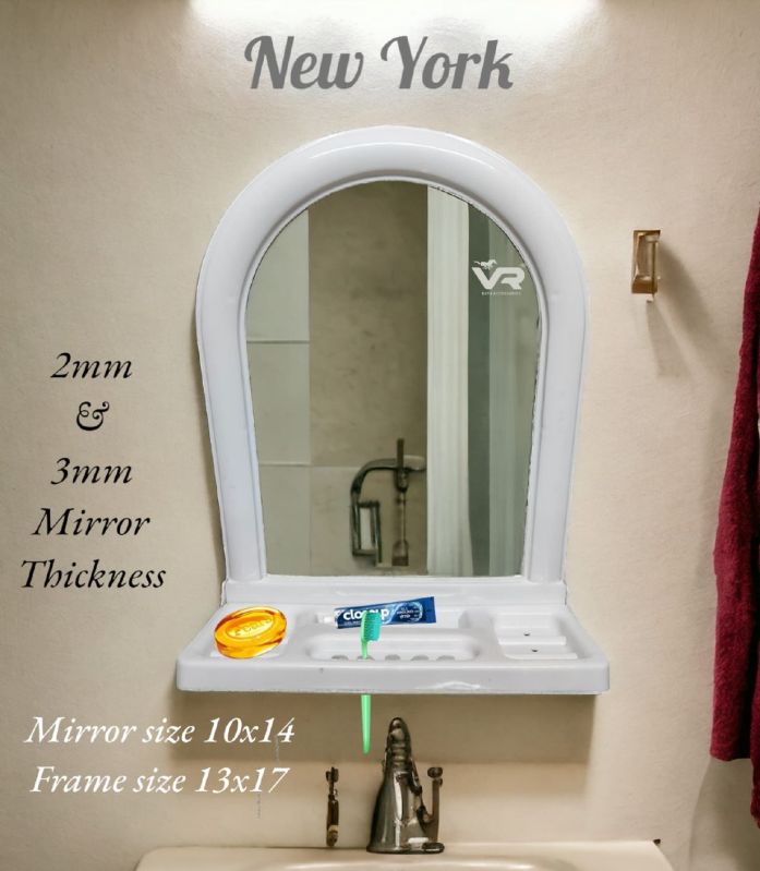 New York White Plastic Frame Mirror