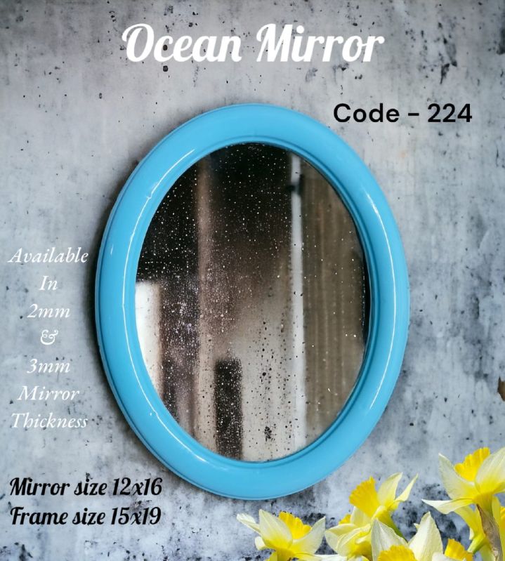 Ocean Oval Light Blue Plastic Frame Mirror