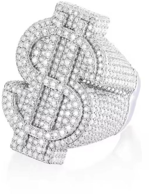 Men Sterling Silver Moissanite Diamond Ring