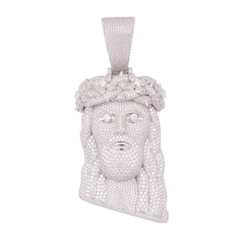 Men Sterling Silver Moissanite Zesus Hiphop Pendant