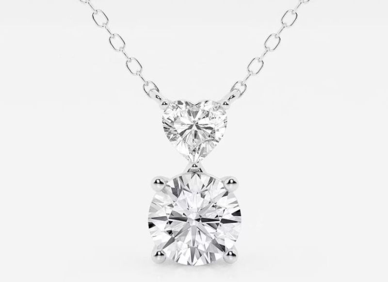 Heart and Round Shape Diamond Pendant