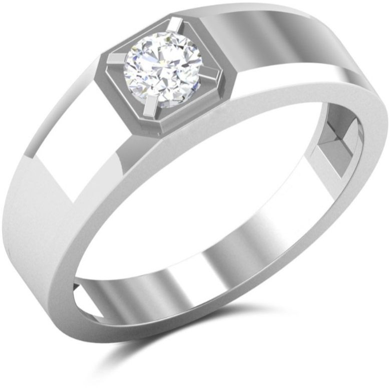 Mens Round Cut White Gold Diamond Ring