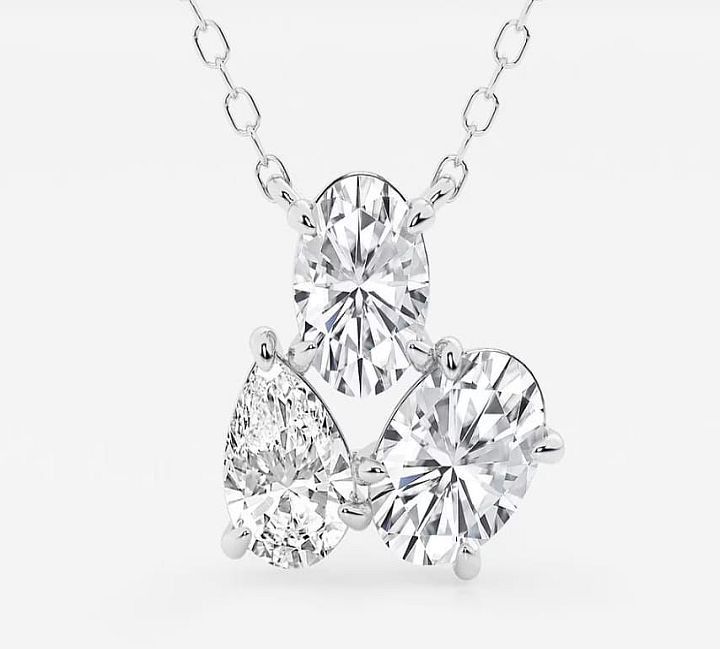 Pear and Oval Shape Diamond Pendant