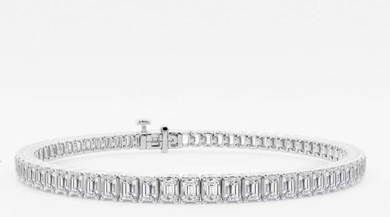 White Gold Emerald Cut Diamond Bracelet