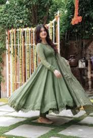 Georgette Stitched Ladies Anarkali Gown