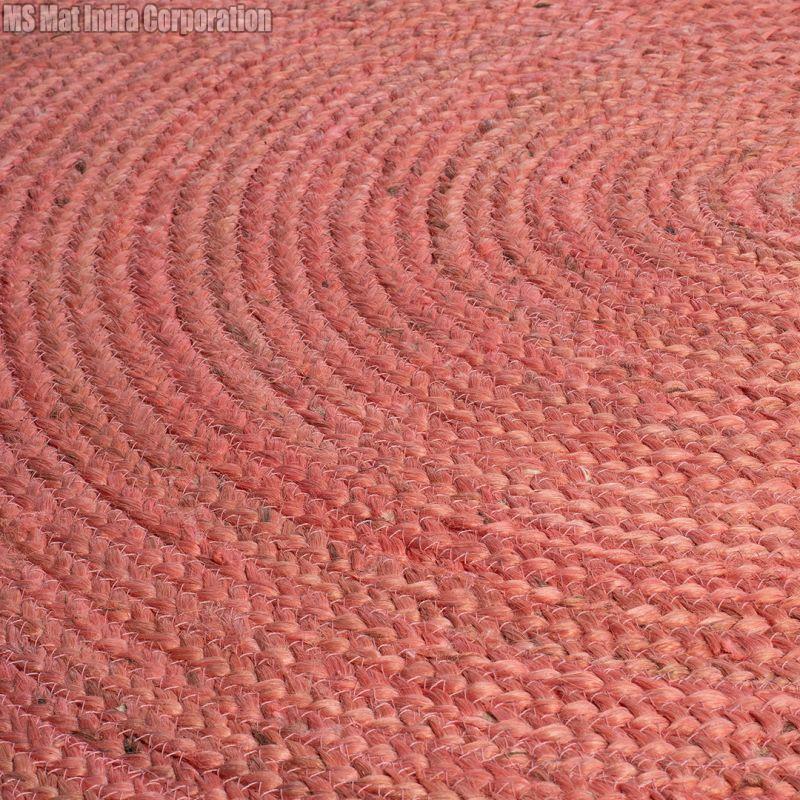 Plain Hand Woven Pink Jute Rug