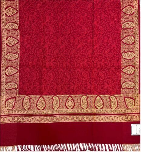 Dark Red Designer Border Viscose Ladies Shawl
