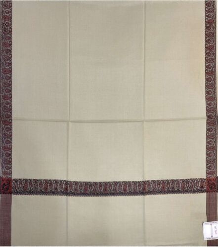 Off-white Acrylic Wool Blend Kani Border Shawl