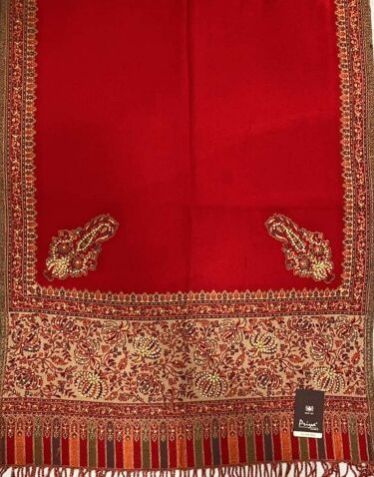 Red Stone Work Embroidery Viscose Stoles