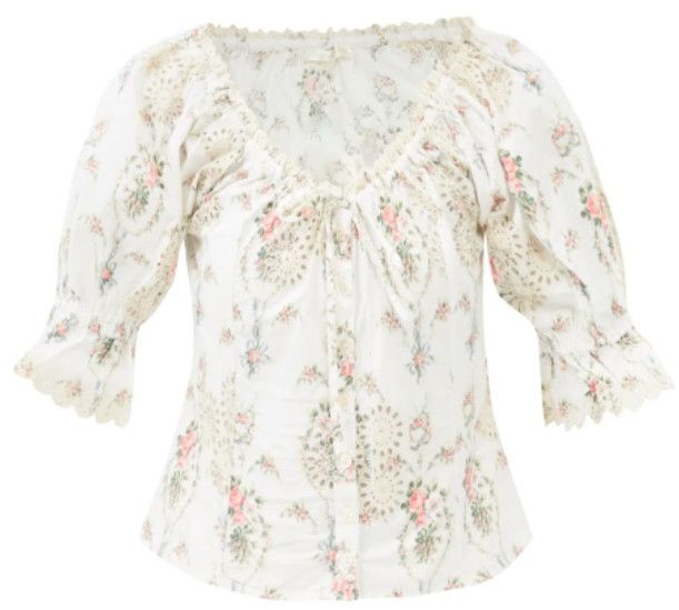 100% Cotton White Printed Top