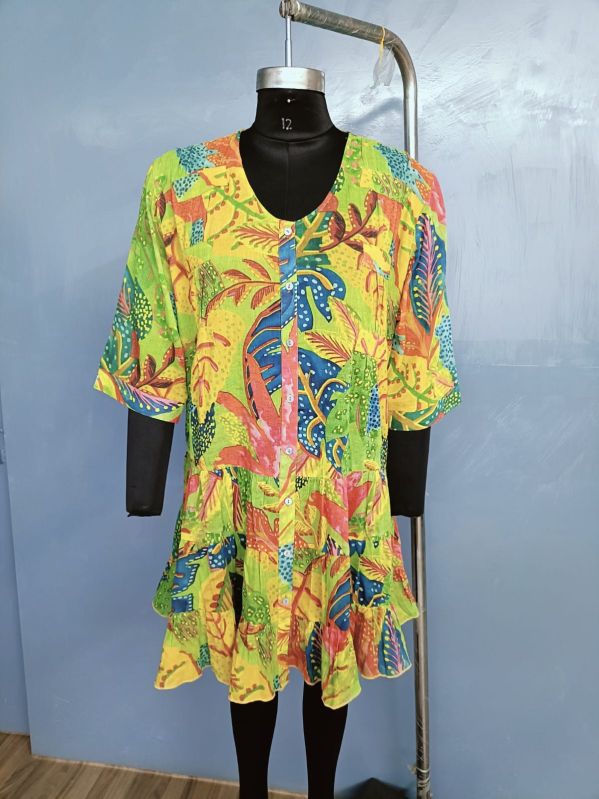 Ladies Printed Cotton Summer Dress,
