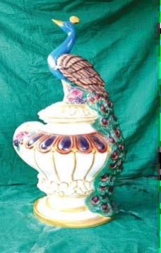 Decorative Single Peacock Fiber Pot
