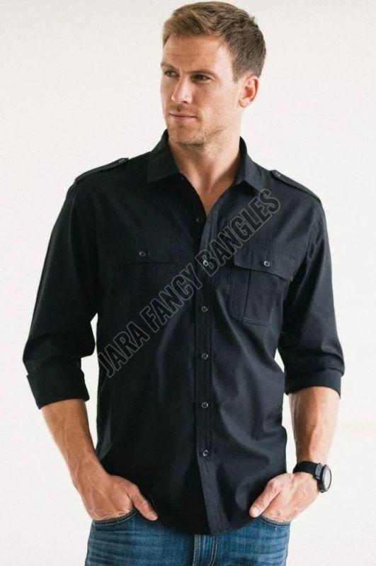 Men Cotton Full Sleeve Cargo Shirt