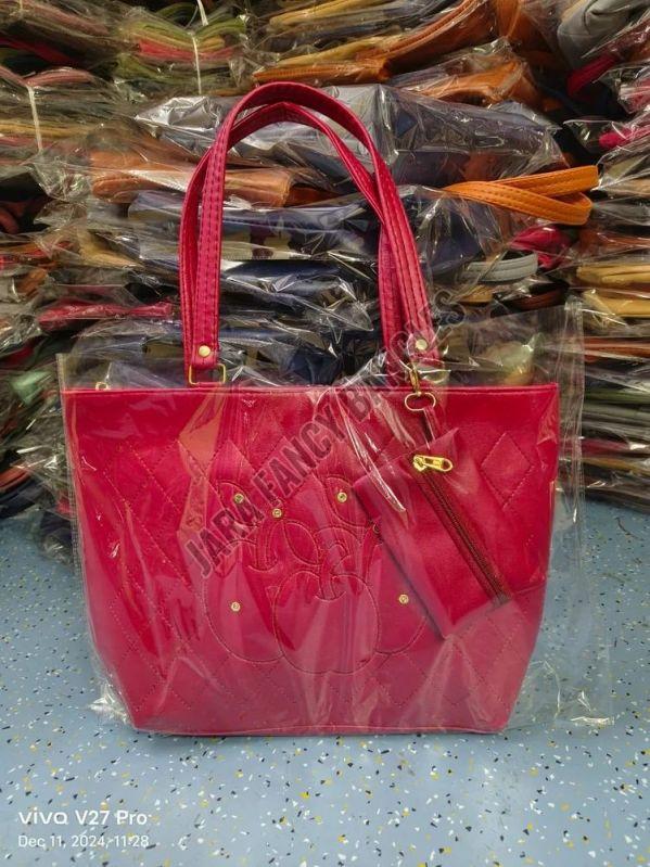 Pink Rexine Ladies Hand Bags