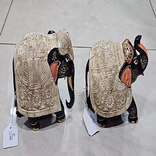 Bone Hand Painting Elephant Statue