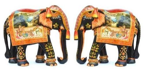 Hand Painting Black Bone Elephant Statue