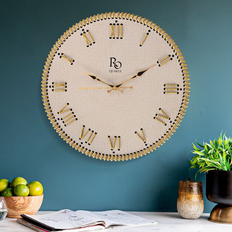 The Ivory Grand Heritage Clock Golden Tarkashi Silent Mariner\'s Knot Chronometer Wall Clock