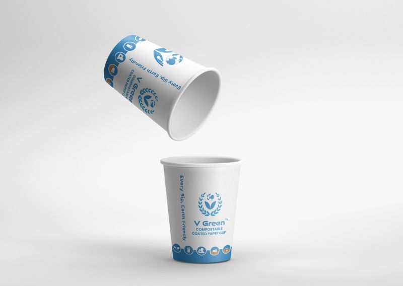 Blue & White Bio Compostable Paper Cup