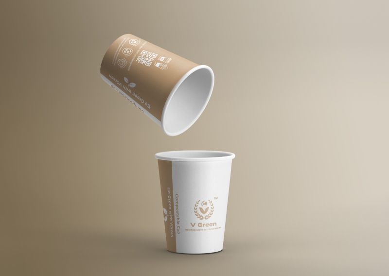 Brown & White Bio Compostable Paper Cup