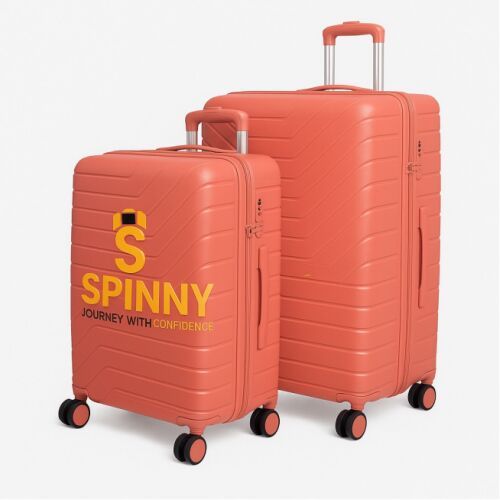 Burnt Coral 2 Piece Set Luggage Trolley Bags