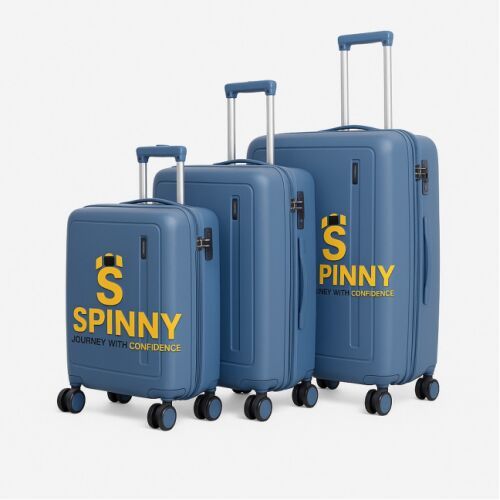 Dusty Blue 3 Piece Set Luggage Trolley Bags