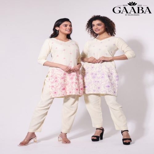Cotton Embroidery Plain Kurti Pant Set