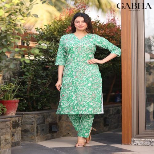 Cotton Embroidery Printed Kurti Pant Set