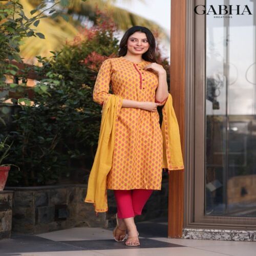 Cotton Printed Kurta Set with Dupatta