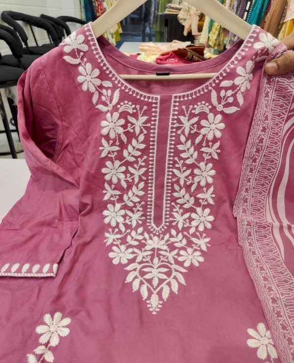 Lucknowi Work Pure Muslin Cotton Suits