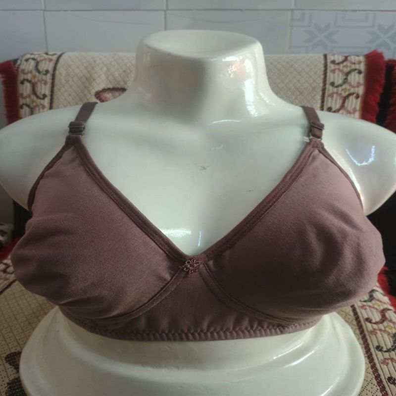 Ladies Plain Cotton Non-Padded Brown Bra