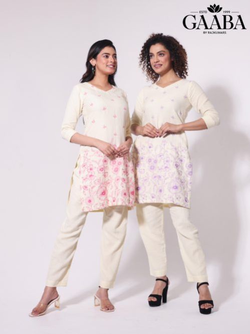 Cotton Embroidery Plain Kurti Pant Set