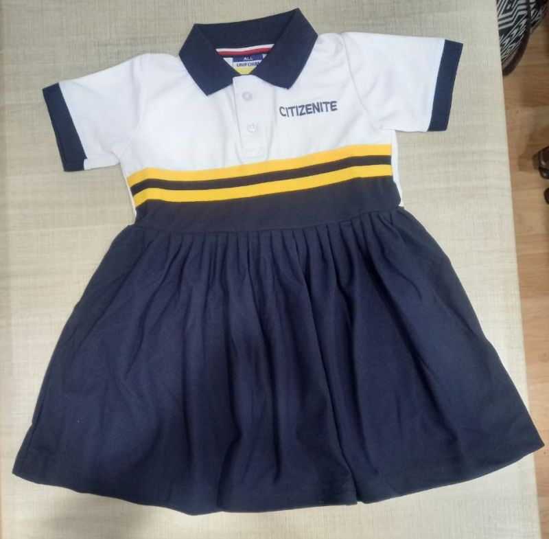 Poly Cotton Navy Blue Girls School Uniform